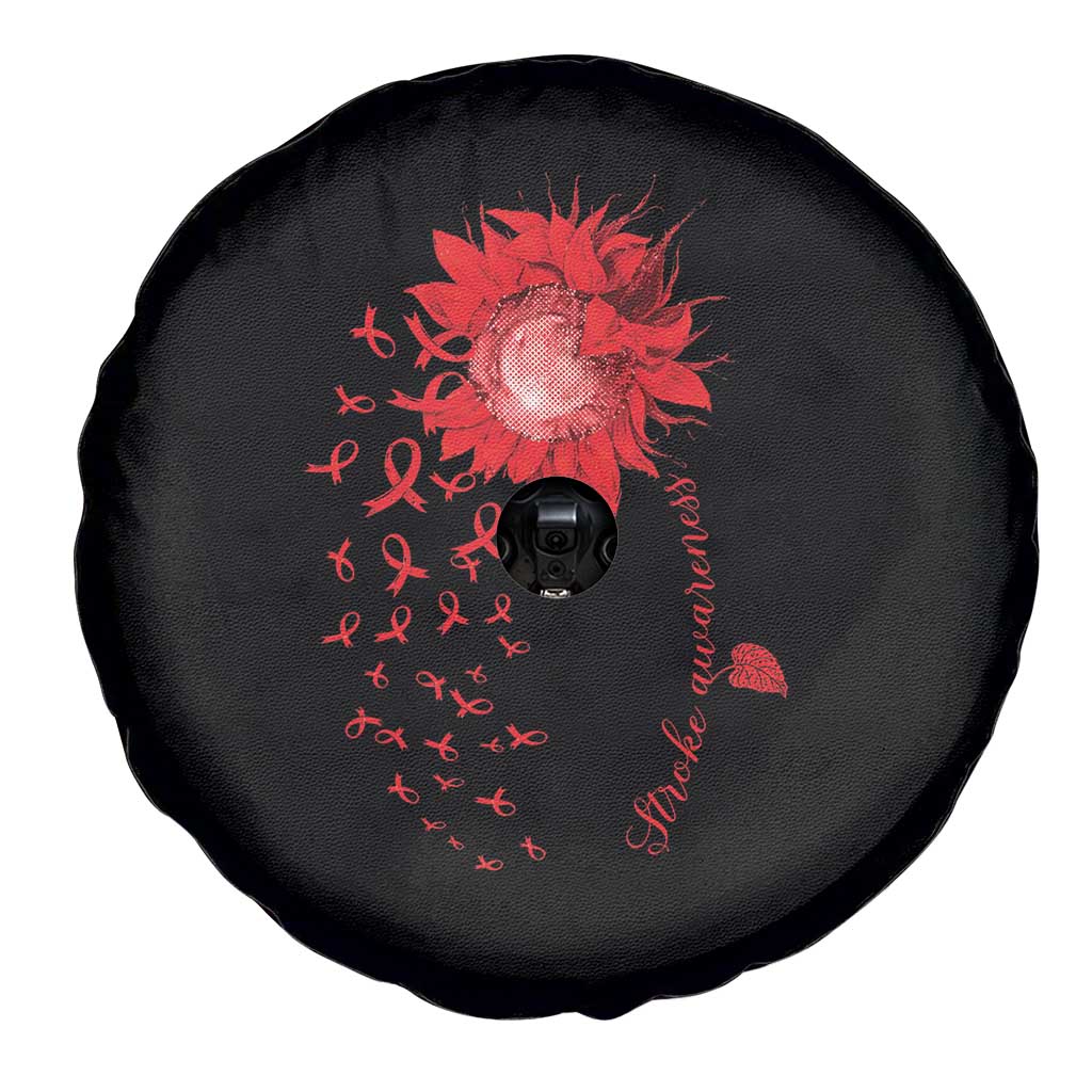 Sunflower Stroke Awareness Red Ribbon Spare Tire Cover TS11 Print Your Wear