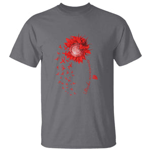 Sunflower Stroke Awareness Red Ribbon T Shirt TS11 Charcoal Print Your Wear