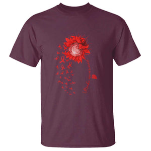Sunflower Stroke Awareness Red Ribbon T Shirt TS11 Maroon Print Your Wear