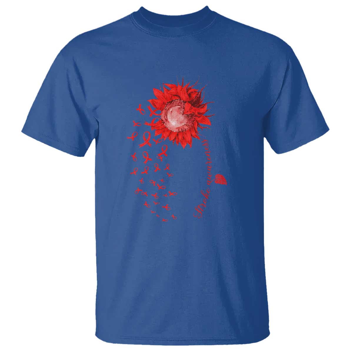 Sunflower Stroke Awareness Red Ribbon T Shirt TS11 Royal Blue Print Your Wear