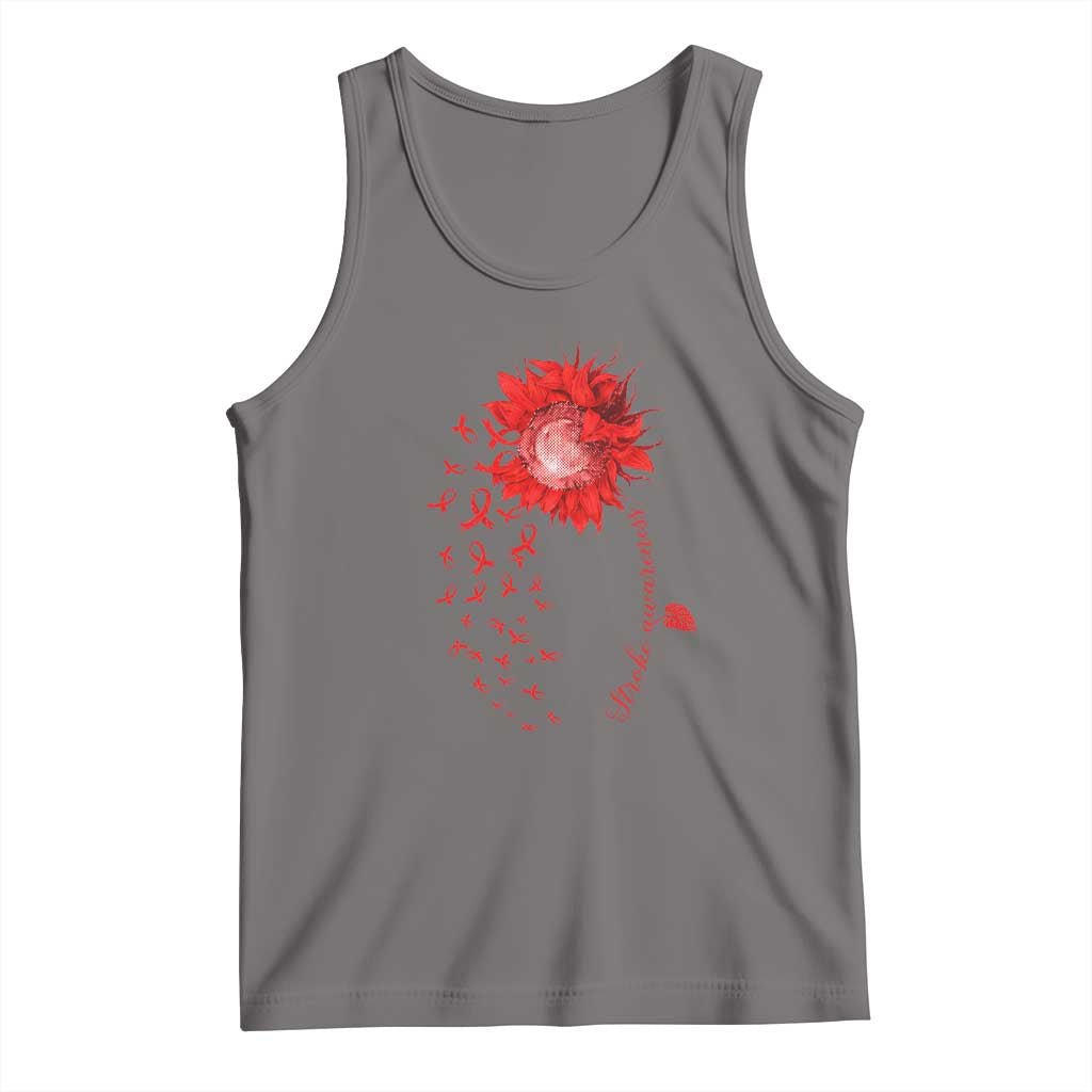Sunflower Stroke Awareness Red Ribbon Tank Top TS11 Deep Heather Print Your Wear