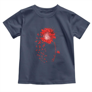 Sunflower Stroke Awareness Red Ribbon Toddler T Shirt TS11 Navy Print Your Wear