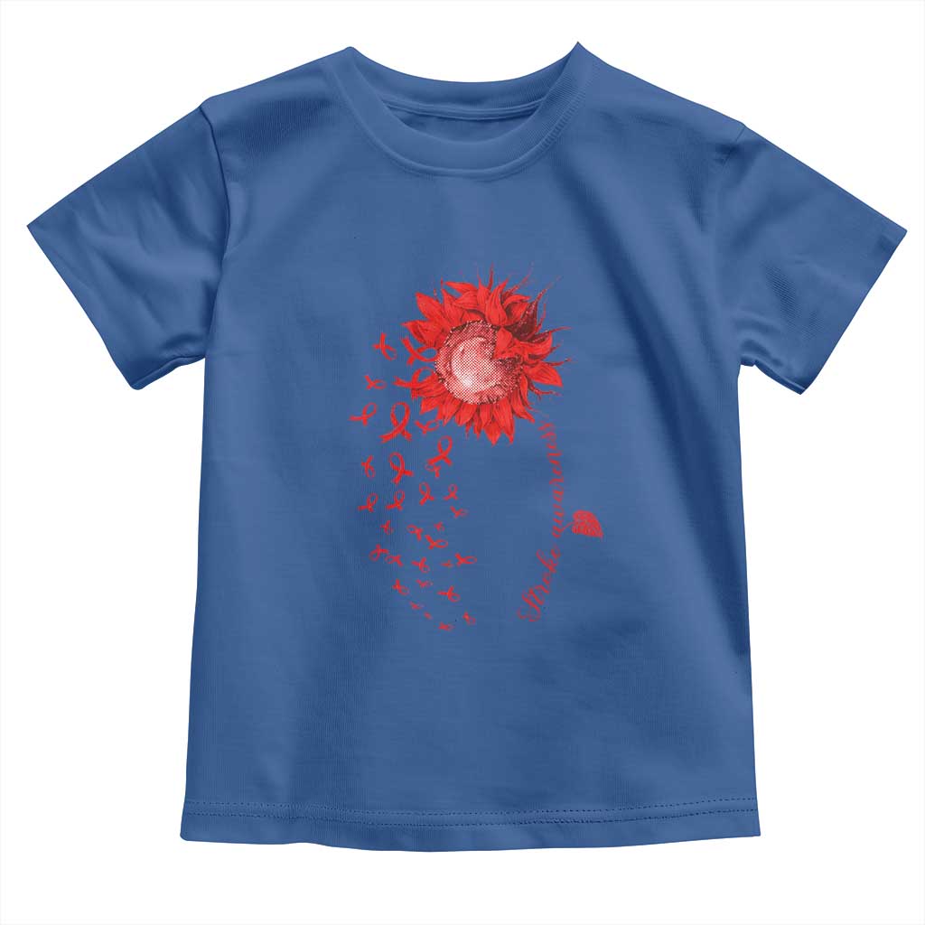 Sunflower Stroke Awareness Red Ribbon Toddler T Shirt TS11 Royal Blue Print Your Wear