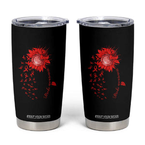 Sunflower Stroke Awareness Red Ribbon Tumbler Cup TS11 Black Print Your Wear