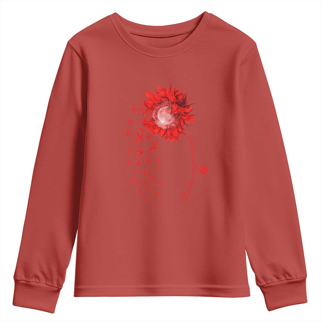 Sunflower Stroke Awareness Red Ribbon Youth Sweatshirt TS11 Red Print Your Wear