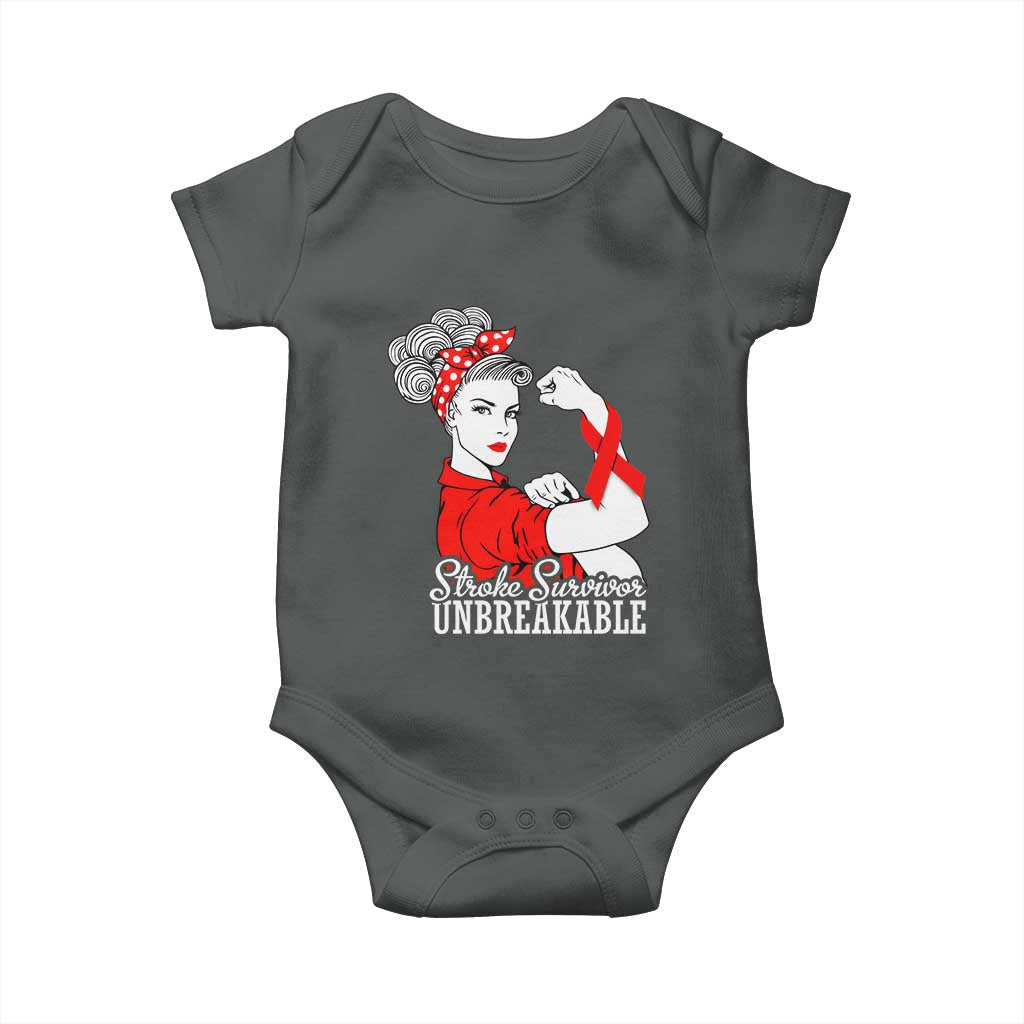 Stroke Survivor Unbreakable Baby Onesie Stroke Awareness Gift TS11 Dark Heather Print Your Wear
