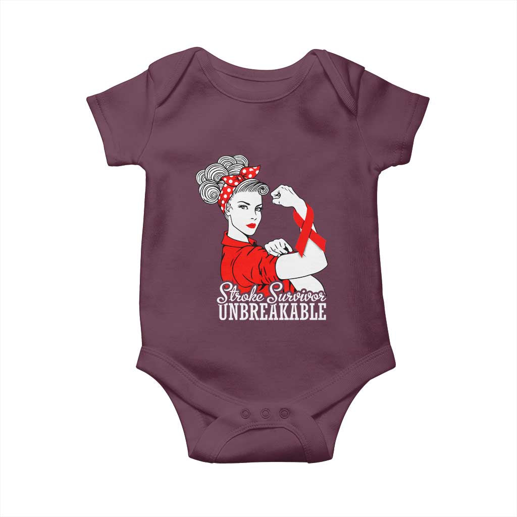 Stroke Survivor Unbreakable Baby Onesie Stroke Awareness Gift TS11 Maroon Print Your Wear