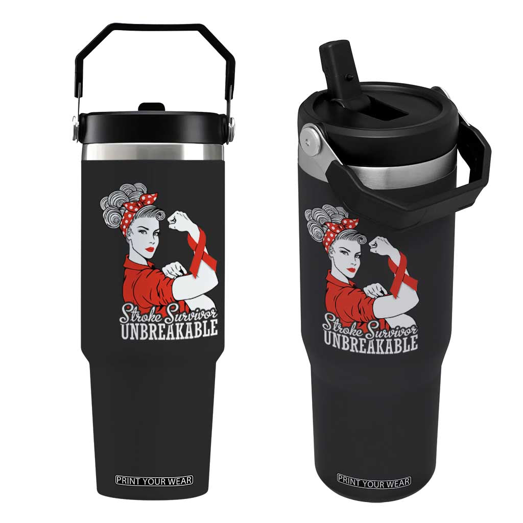 Stroke Survivor Unbreakable Flip Straw Tumbler Stroke Awareness Gift TS11 One Size: 30 oz Black Print Your Wear