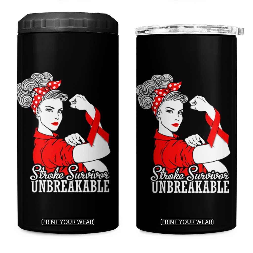 Stroke Survivor Unbreakable 4 in 1 Can Cooler Tumbler Stroke Awareness Gift TS11 One Size: 16 oz Black Print Your Wear
