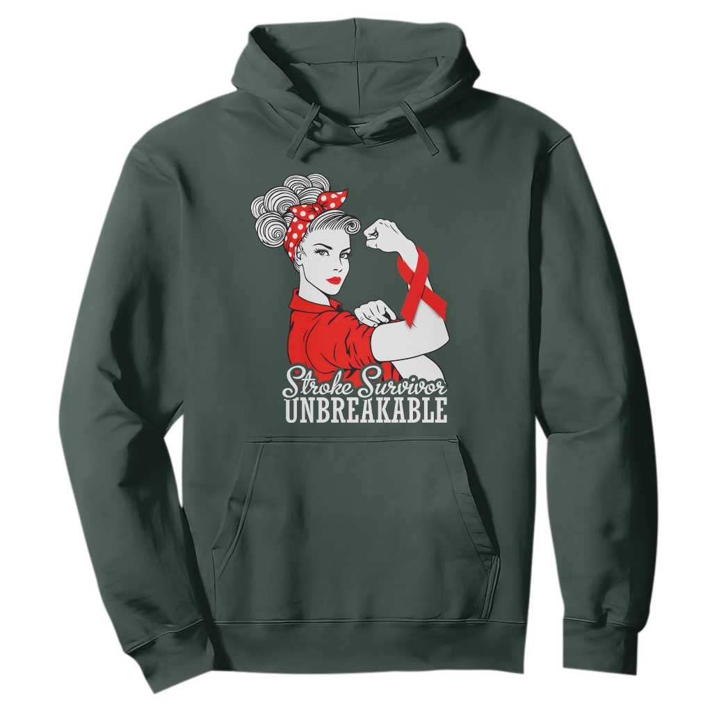Stroke Survivor Unbreakable Hoodie Stroke Awareness Gift TS11 Dark Forest Green Print Your Wear