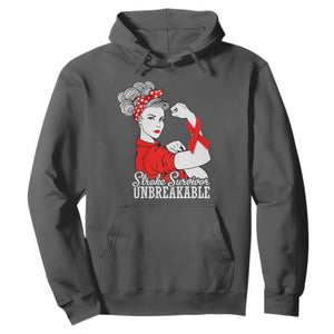 Stroke Survivor Unbreakable Hoodie Stroke Awareness Gift TS11 Dark Heather Print Your Wear
