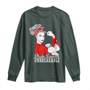 Stroke Survivor Unbreakable Long Sleeve Shirt Stroke Awareness Gift TS11 Dark Forest Green Print Your Wear