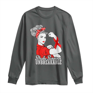 Stroke Survivor Unbreakable Long Sleeve Shirt Stroke Awareness Gift TS11 Dark Heather Print Your Wear