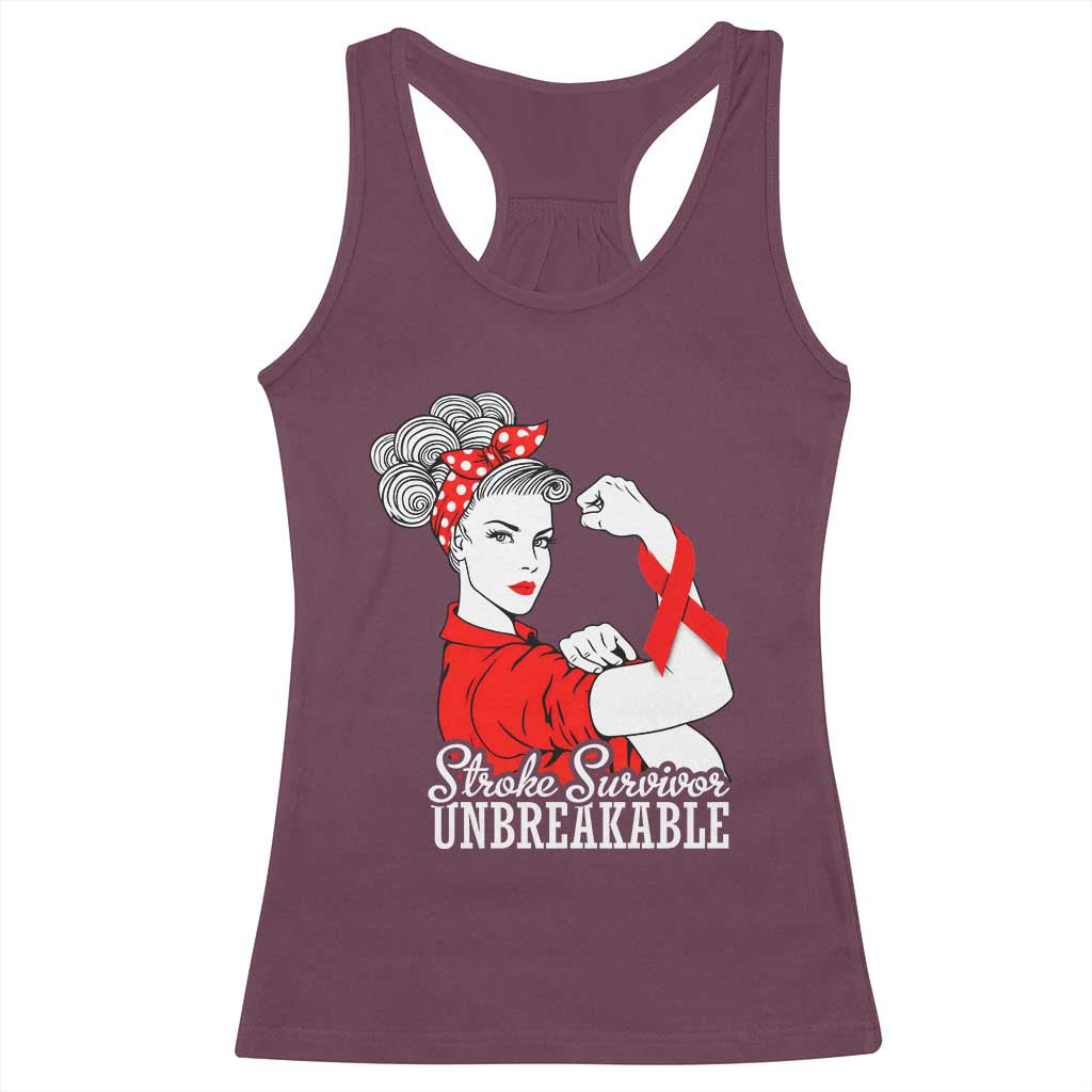 Stroke Survivor Unbreakable Racerback Tank Top Stroke Awareness Gift TS11 Maroon Print Your Wear