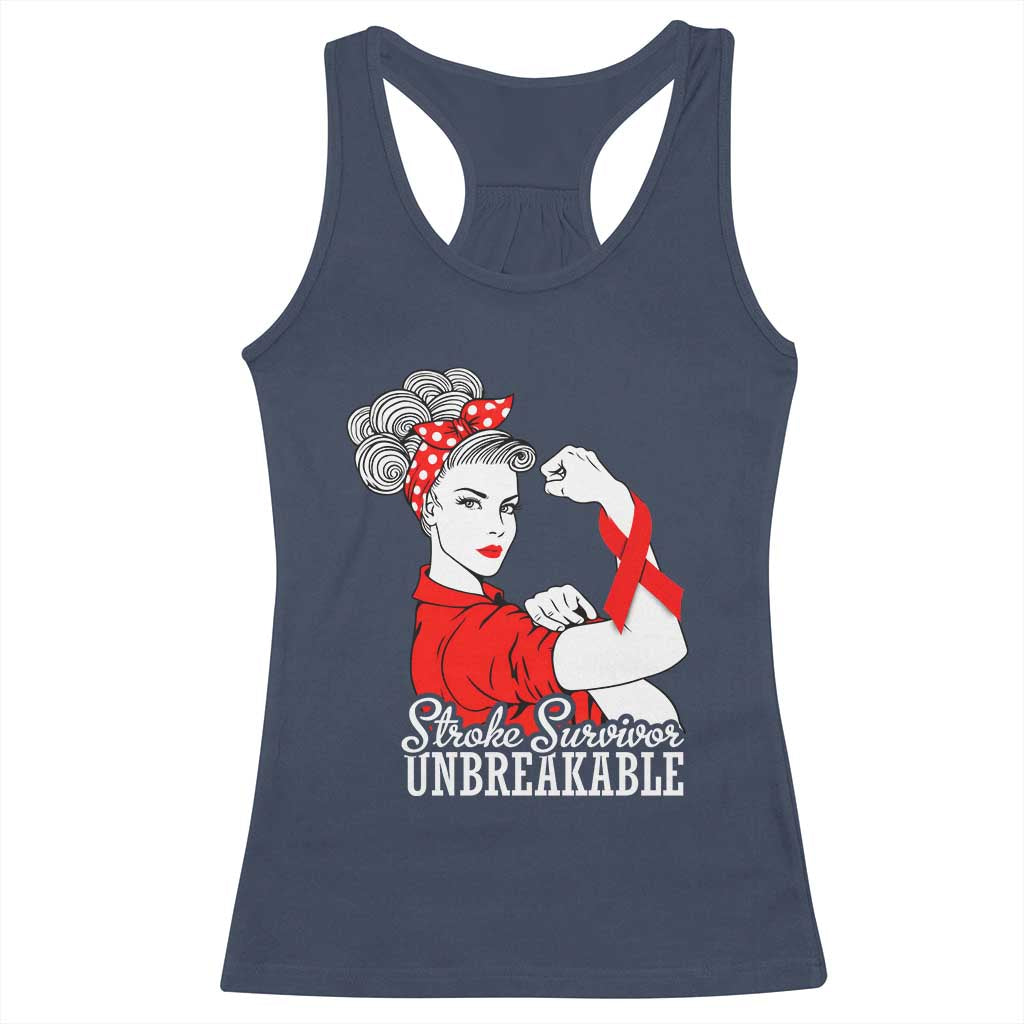 Stroke Survivor Unbreakable Racerback Tank Top Stroke Awareness Gift TS11 Navy Print Your Wear