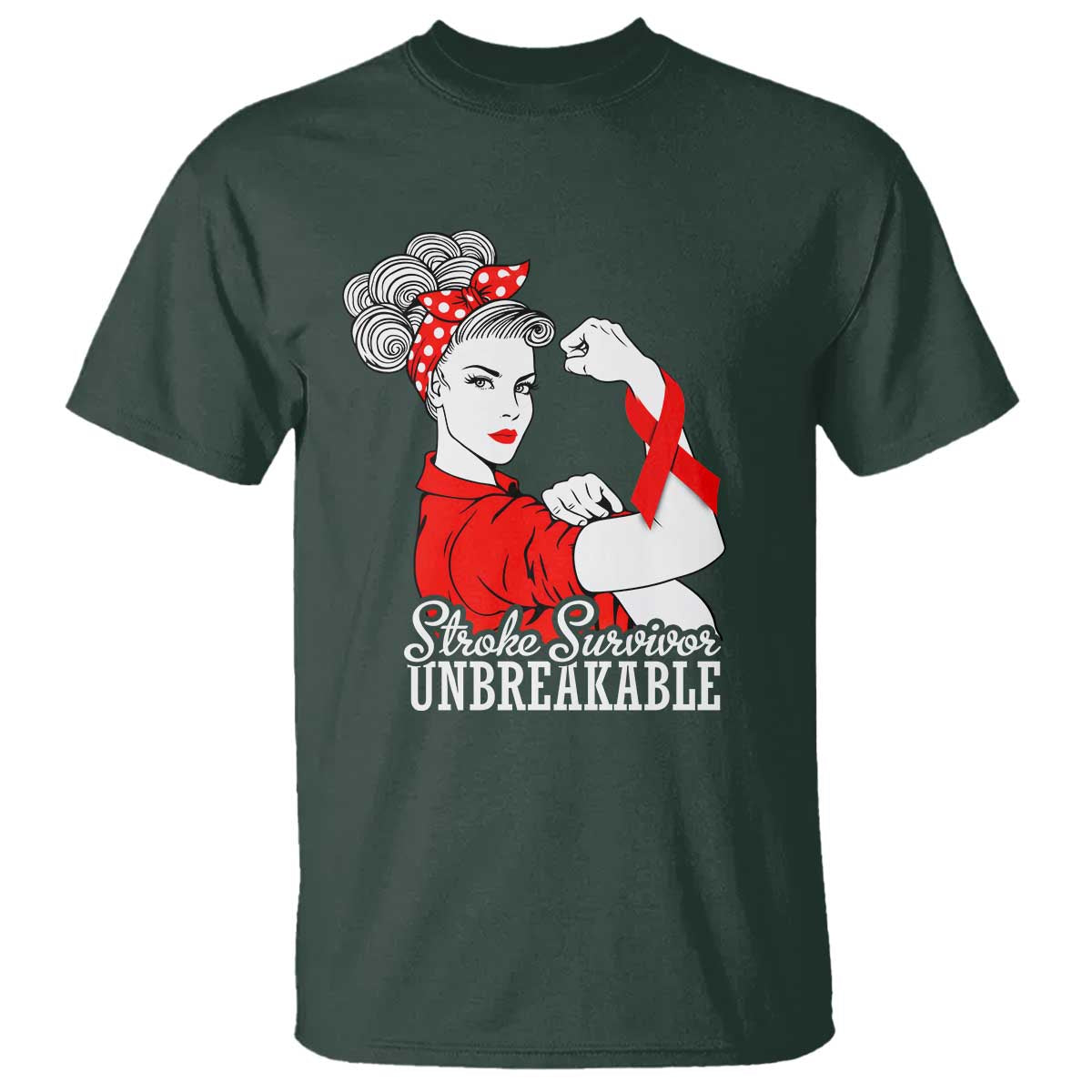 Stroke Survivor Unbreakable T Shirt Stroke Awareness Gift TS11 Dark Forest Green Print Your Wear