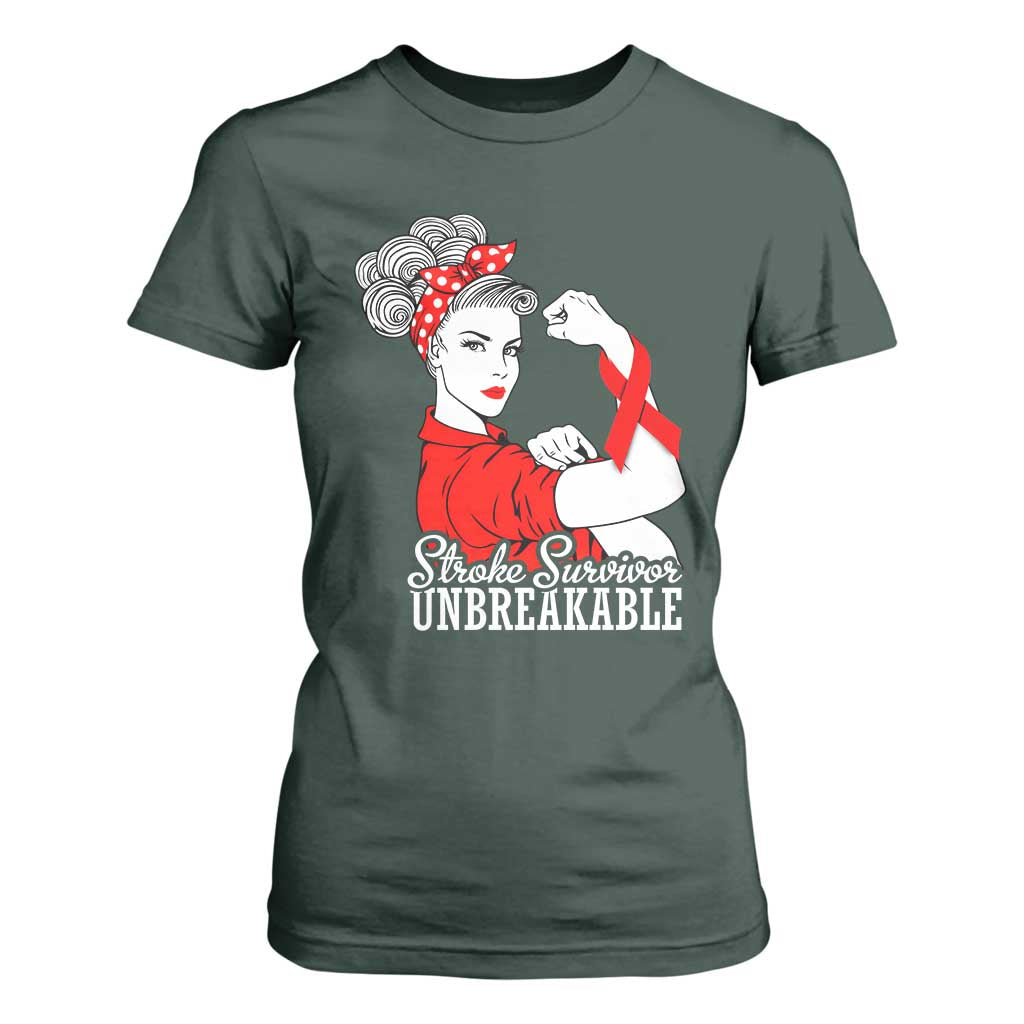 Stroke Survivor Unbreakable T Shirt For Women Stroke Awareness Gift TS11 Dark Forest Green Print Your Wear