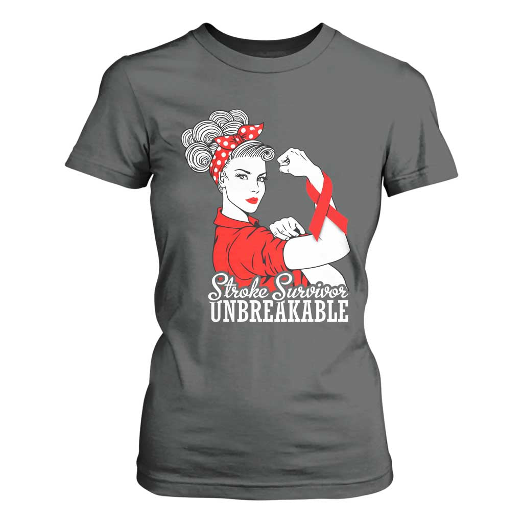 Stroke Survivor Unbreakable T Shirt For Women Stroke Awareness Gift TS11 Dark Heather Print Your Wear