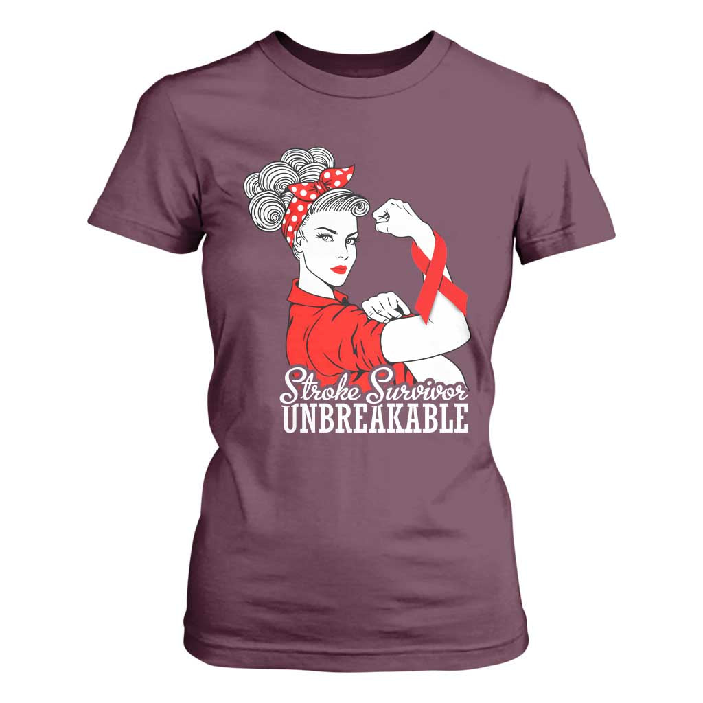 Stroke Survivor Unbreakable T Shirt For Women Stroke Awareness Gift TS11 Maroon Print Your Wear