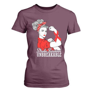 Stroke Survivor Unbreakable T Shirt For Women Stroke Awareness Gift TS11 Maroon Print Your Wear