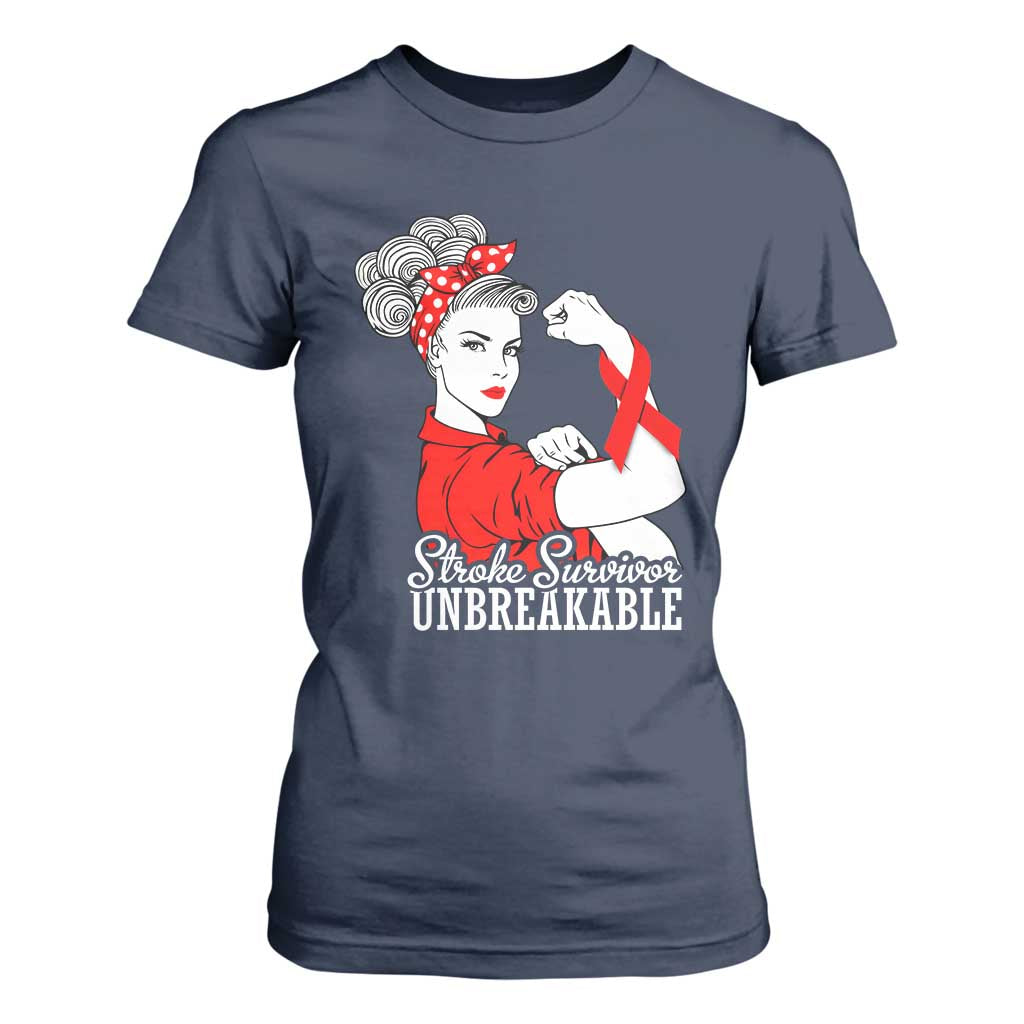 Stroke Survivor Unbreakable T Shirt For Women Stroke Awareness Gift TS11 Navy Print Your Wear