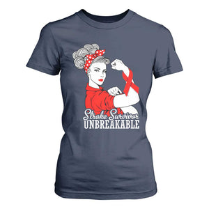 Stroke Survivor Unbreakable T Shirt For Women Stroke Awareness Gift TS11 Navy Print Your Wear