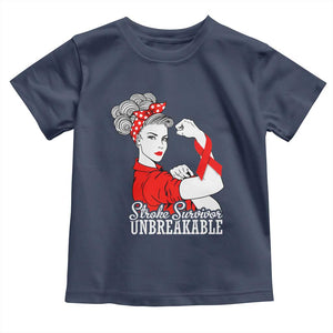 Stroke Survivor Unbreakable Toddler T Shirt Stroke Awareness Gift TS11 Navy Print Your Wear