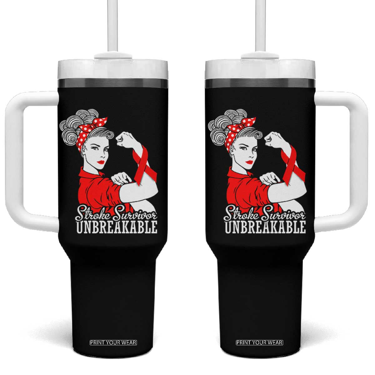 Stroke Survivor Unbreakable Tumbler With Handle Stroke Awareness Gift TS11 One Size: 40 oz Black Print Your Wear