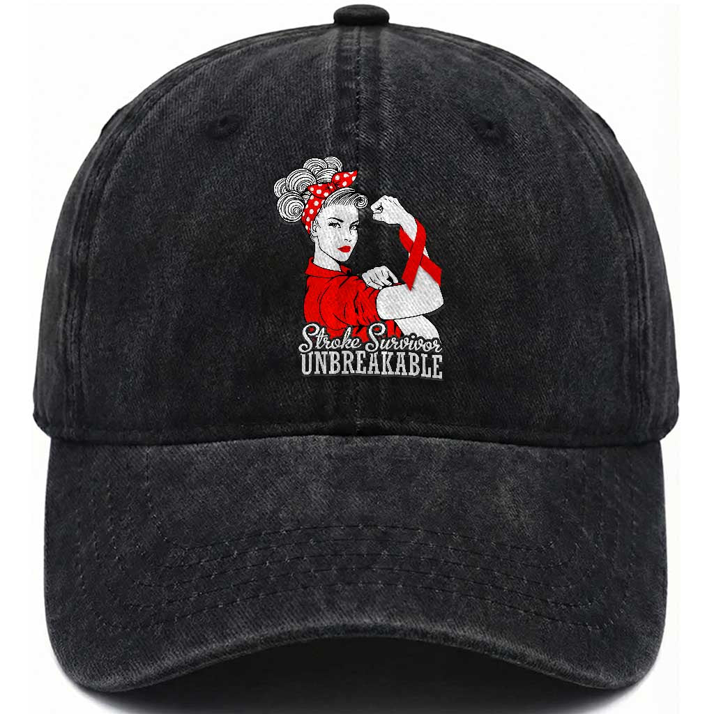 Stroke Survivor Unbreakable Washed Cotton Baseball Cap Stroke Awareness Gift TS11 Print Your Wear