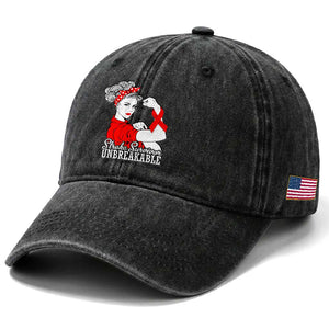 Stroke Survivor Unbreakable Washed Cotton Baseball Cap Stroke Awareness Gift TS11 Print Your Wear