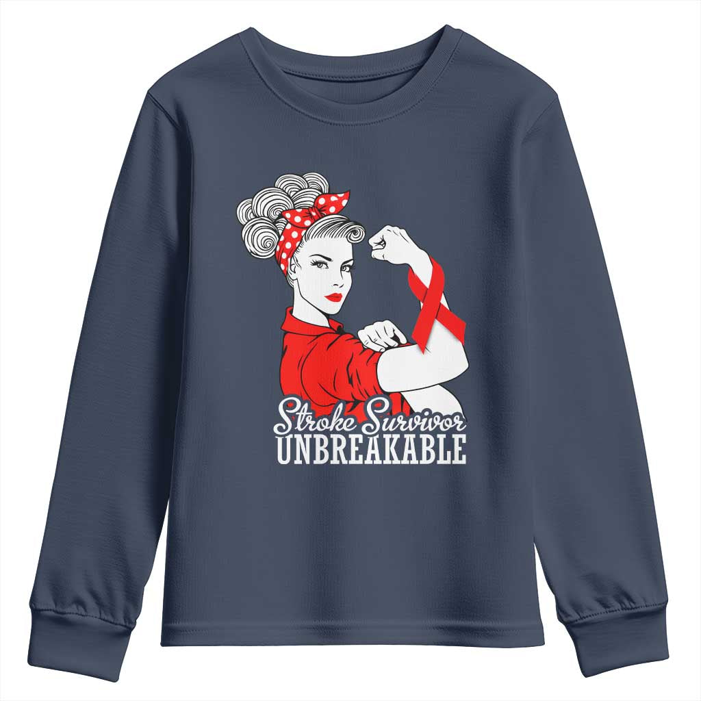 Stroke Survivor Unbreakable Youth Sweatshirt Stroke Awareness Gift TS11 Navy Print Your Wear