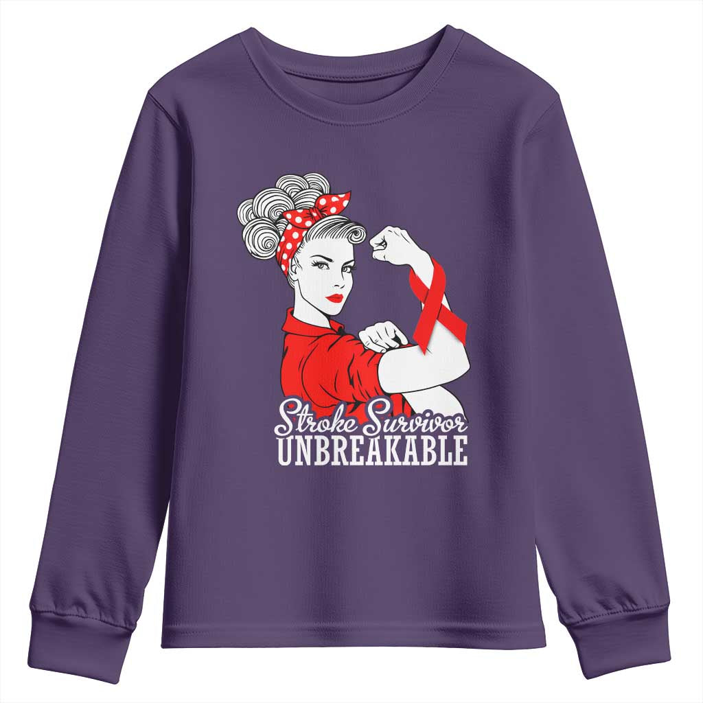 Stroke Survivor Unbreakable Youth Sweatshirt Stroke Awareness Gift TS11 Purple Print Your Wear