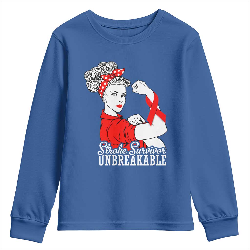 Stroke Survivor Unbreakable Youth Sweatshirt Stroke Awareness Gift TS11 Royal Blue Print Your Wear