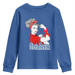 Stroke Survivor Unbreakable Youth Sweatshirt Stroke Awareness Gift TS11 Royal Blue Print Your Wear