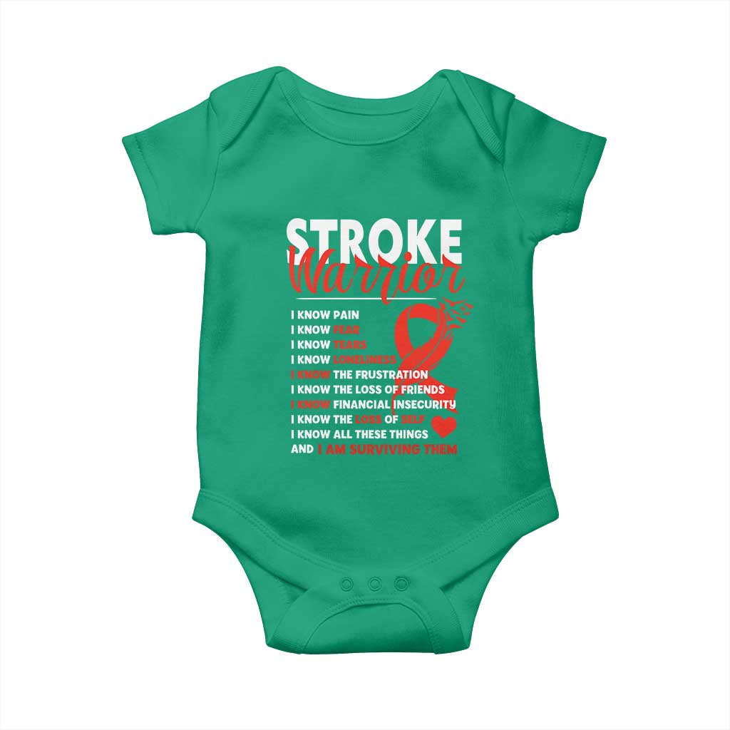 Stroke Warrior Baby Onesie I Know Pain Fear Feather Red Ribbon TS11 Irish Green Print Your Wear