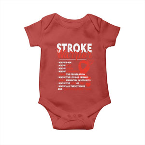 Stroke Warrior Baby Onesie I Know Pain Fear Feather Red Ribbon TS11 Red Print Your Wear