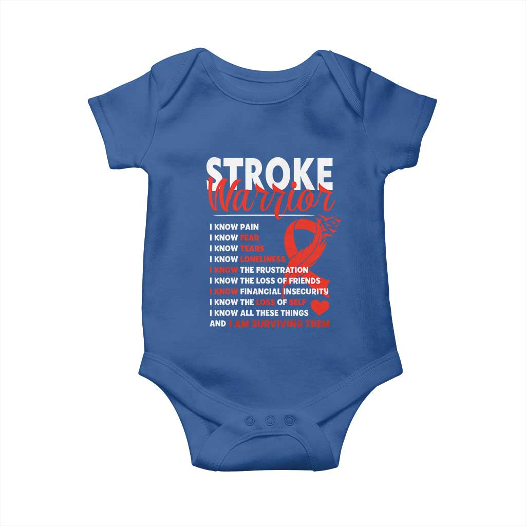Stroke Warrior Baby Onesie I Know Pain Fear Feather Red Ribbon TS11 Royal Blue Print Your Wear