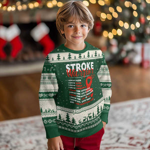 Stroke Warrior Ugly Christmas Sweater I Know Pain Fear Feather Red Ribbon TS11 Forest Green Beige Print Your Wear
