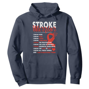 Stroke Warrior Hoodie I Know Pain Fear Feather Red Ribbon TS11 Navy Print Your Wear