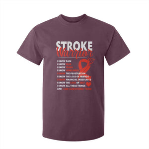 Stroke Warrior T Shirt For Kid I Know Pain Fear Feather Red Ribbon TS11 Maroon Print Your Wear