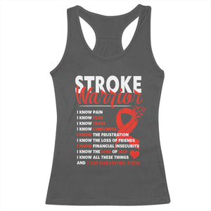 Stroke Warrior Racerback Tank Top I Know Pain Fear Feather Red Ribbon TS11 Dark Heather Print Your Wear