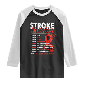 Stroke Warrior Raglan Shirt I Know Pain Fear Feather Red Ribbon TS11 Black White Print Your Wear