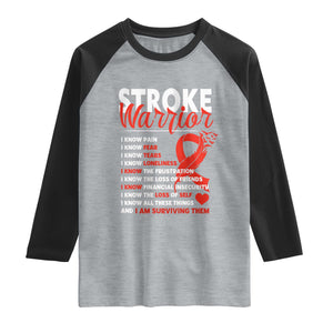 Stroke Warrior Raglan Shirt I Know Pain Fear Feather Red Ribbon TS11 Heather Gray Black Print Your Wear