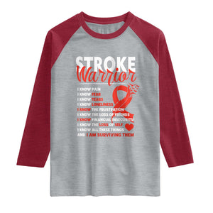 Stroke Warrior Raglan Shirt I Know Pain Fear Feather Red Ribbon TS11 Heather Gray Heather Red Print Your Wear