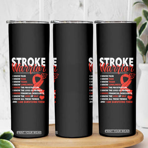 Stroke Warrior Skinny Tumbler I Know Pain Fear Feather Red Ribbon TS11 Print Your Wear