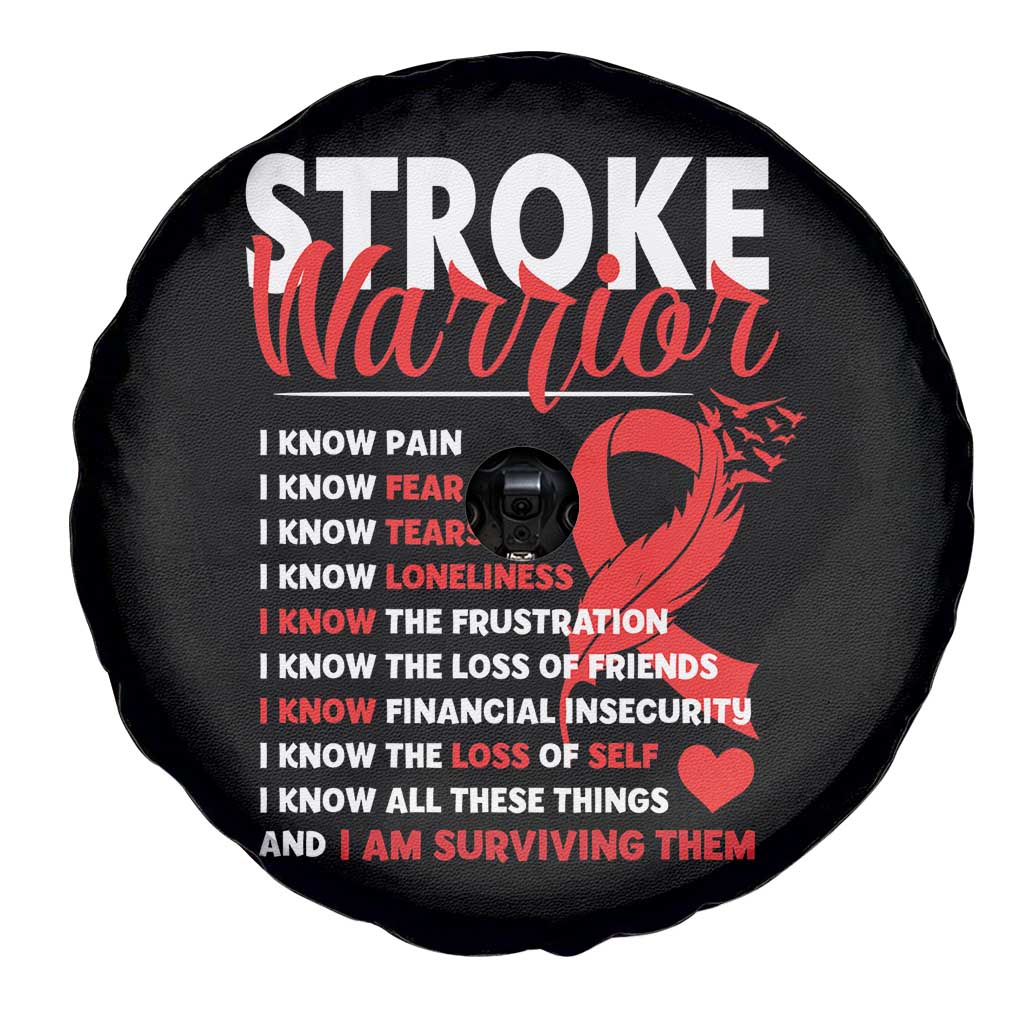 Stroke Warrior Spare Tire Cover I Know Pain Fear Feather Red Ribbon TS11 Print Your Wear