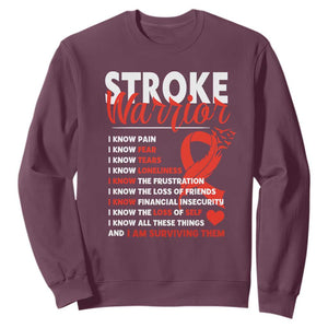 Stroke Warrior Sweatshirt I Know Pain Fear Feather Red Ribbon TS11 Maroon Print Your Wear