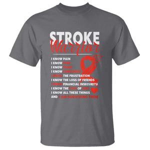 Stroke Warrior T Shirt I Know Pain Fear Feather Red Ribbon TS11 Charcoal Print Your Wear
