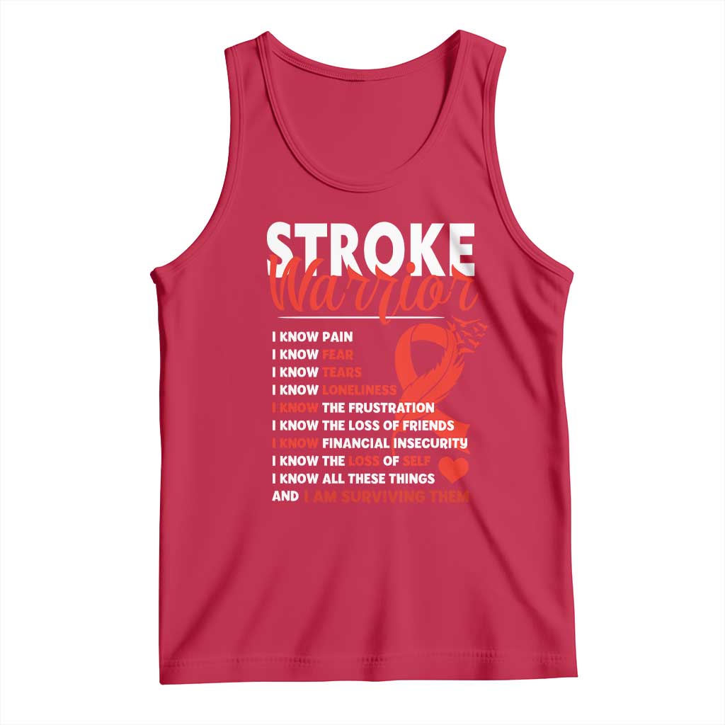 Stroke Warrior Tank Top I Know Pain Fear Feather Red Ribbon TS11 Red Print Your Wear