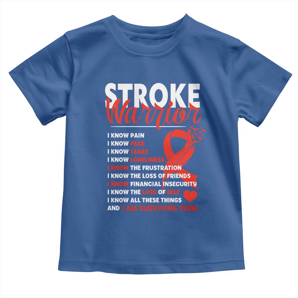 Stroke Warrior Toddler T Shirt I Know Pain Fear Feather Red Ribbon TS11 Royal Blue Print Your Wear